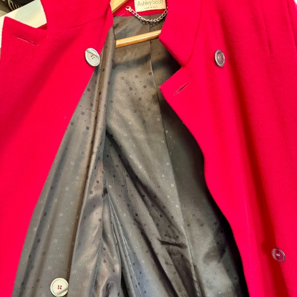 Ashley Scott Vintage Red Full-Length Pure Wool Coat - Picture 5 of 17